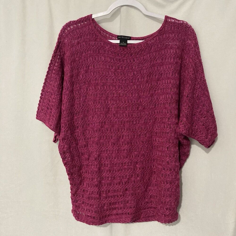 BAY STUDIO purple scoop neck short dolman sleeve knit pullover sweater M